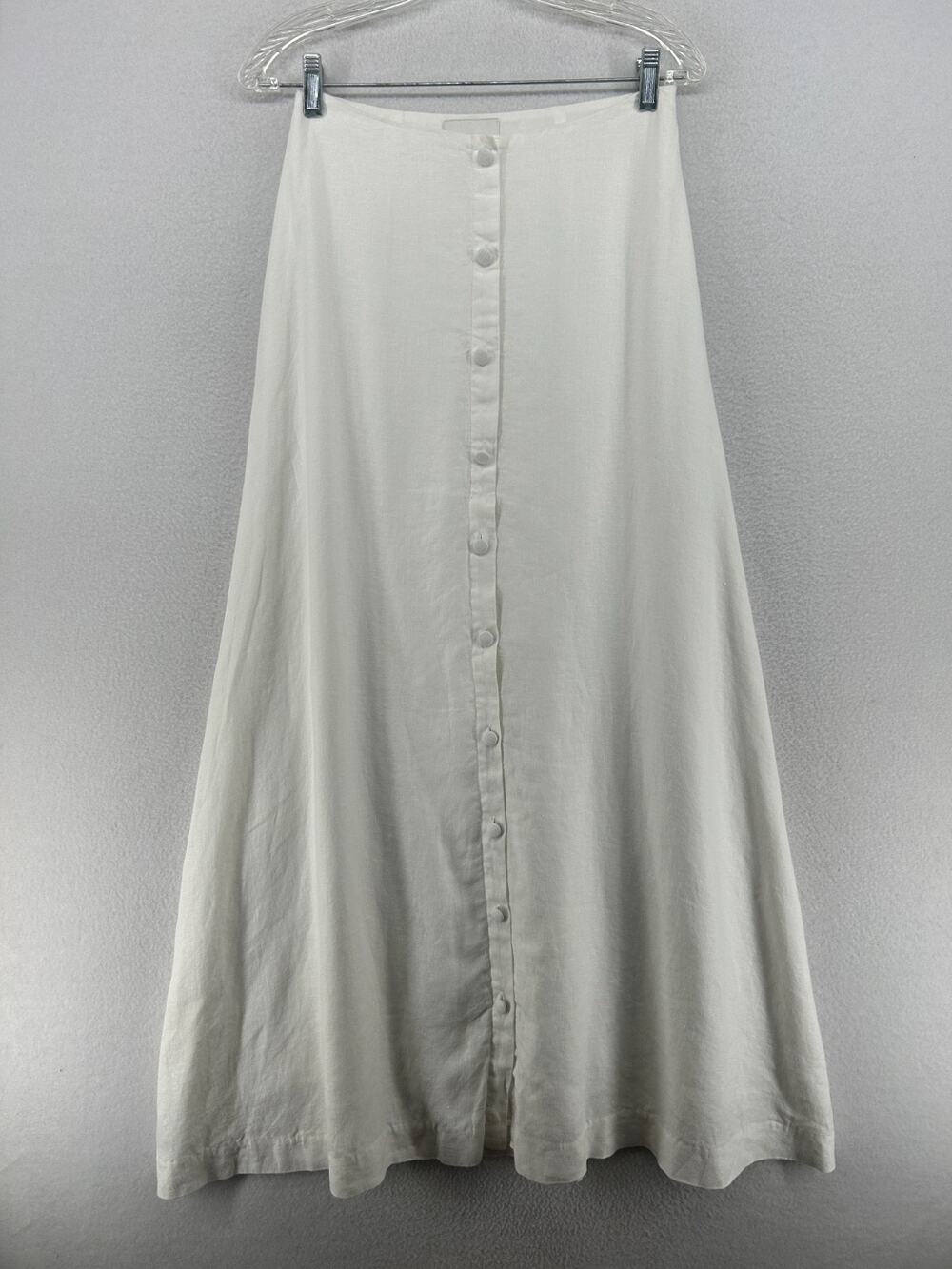 REFORMATION Skirt 0 Andi Flax Linen A-Line Maxi Button Front White